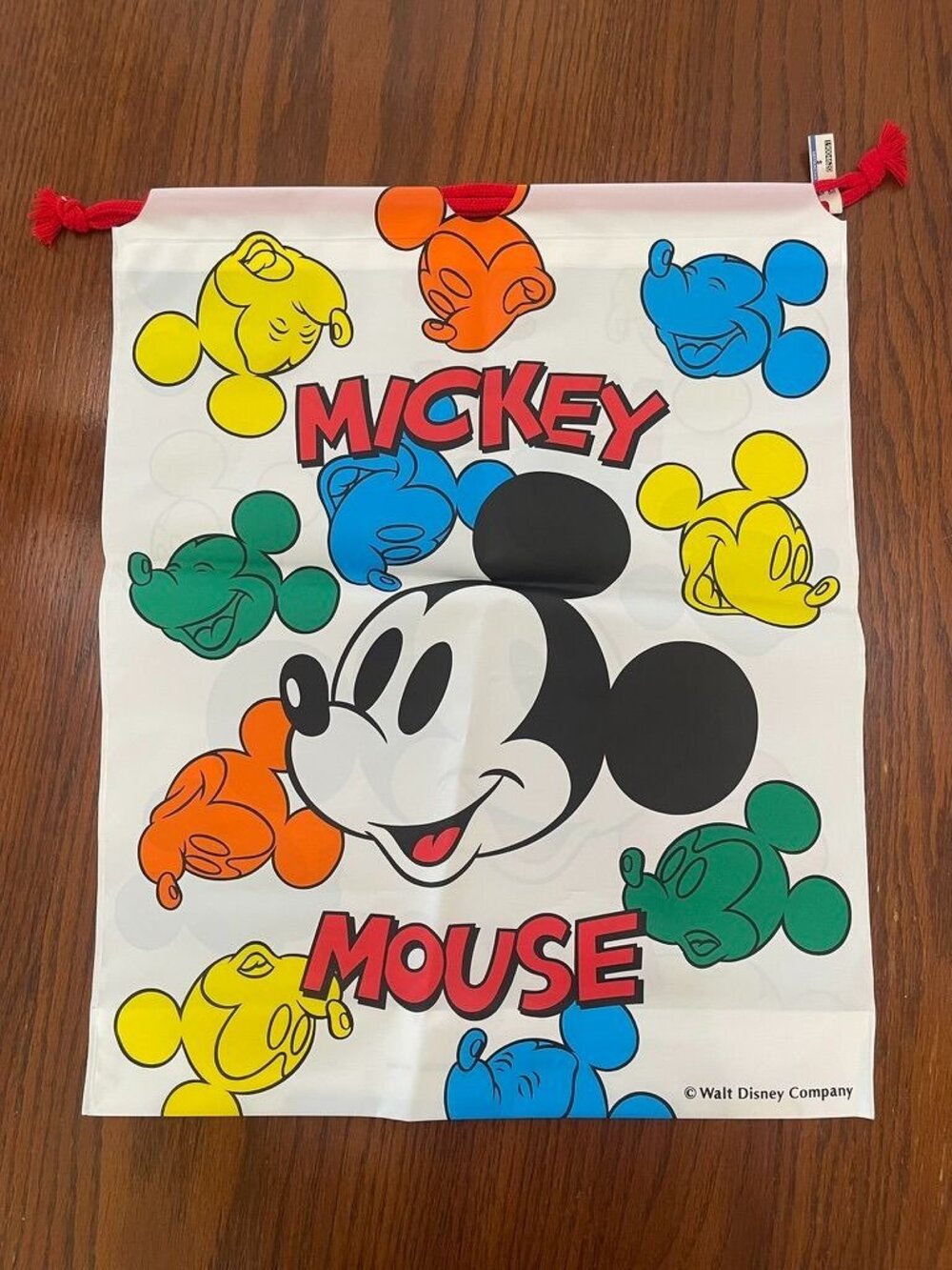 Vintage Mickey Mouse Drawstring Bag Lucky Corporation Japan NOS Soft Matte Vinyl - Picture 2 of 7